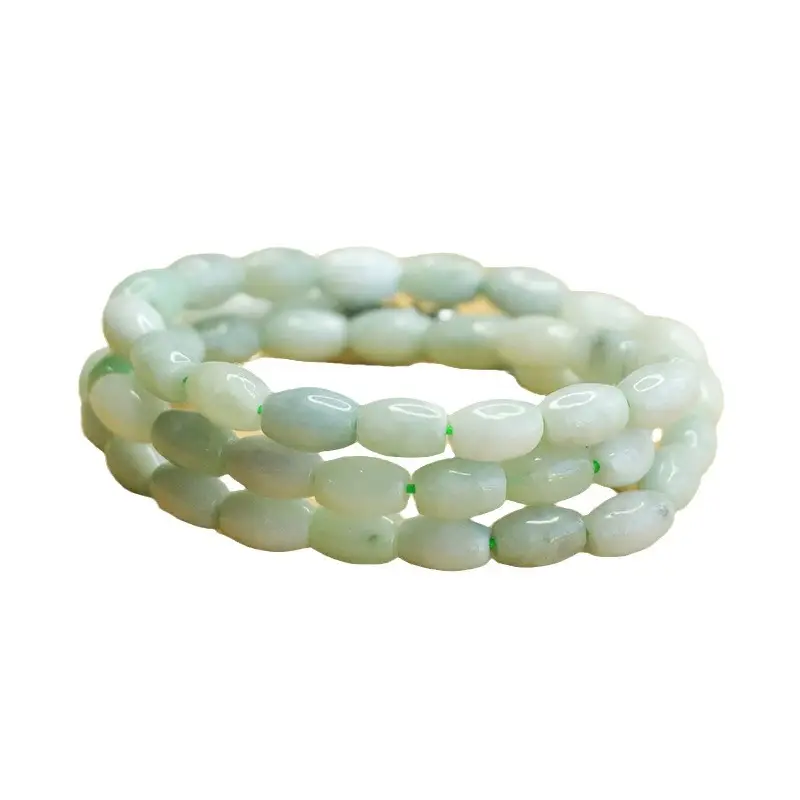 Natural Jade Necklace with Rice-Shaped Beads Green - Image 5