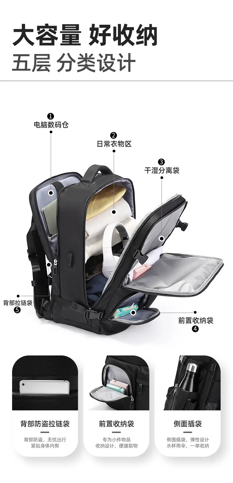 Green Large Capacity Korean Style Computer Backpack for Men Women - Image 7