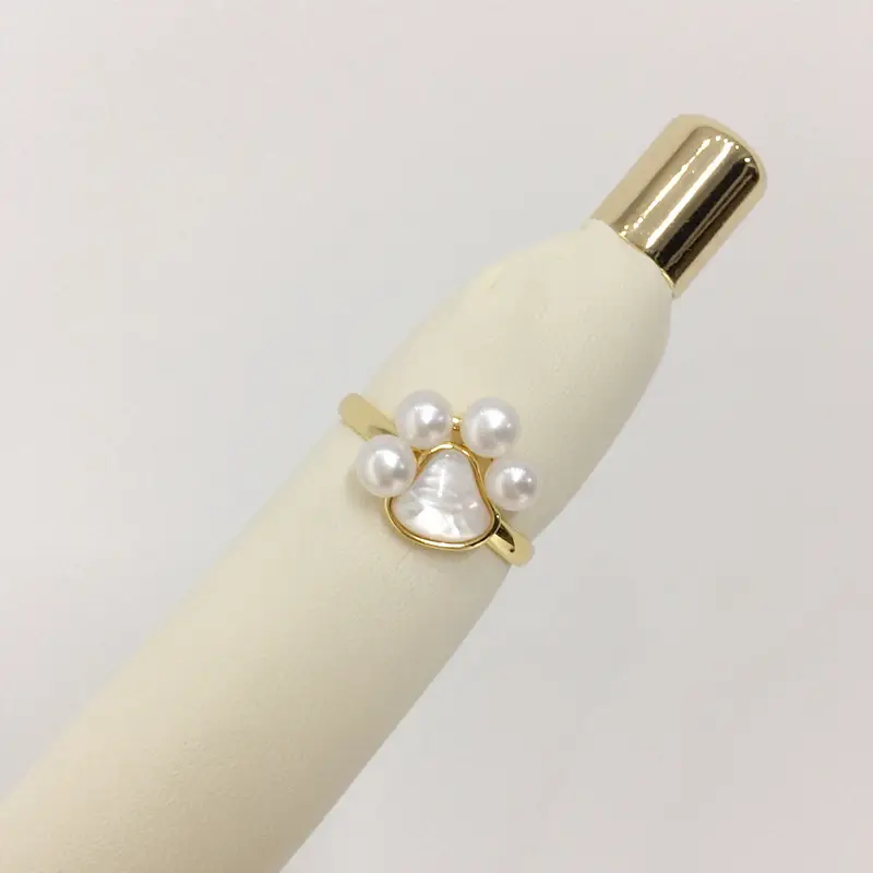 Natural Pearl Ring with Gold Plated Cat Claw Design - Image 3