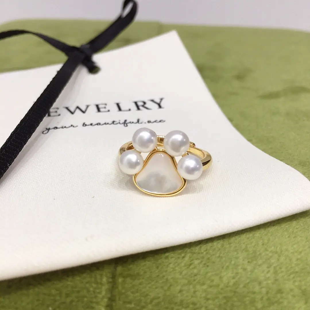 Natural Pearl Ring with Gold Plated Cat Claw Design - Image 4