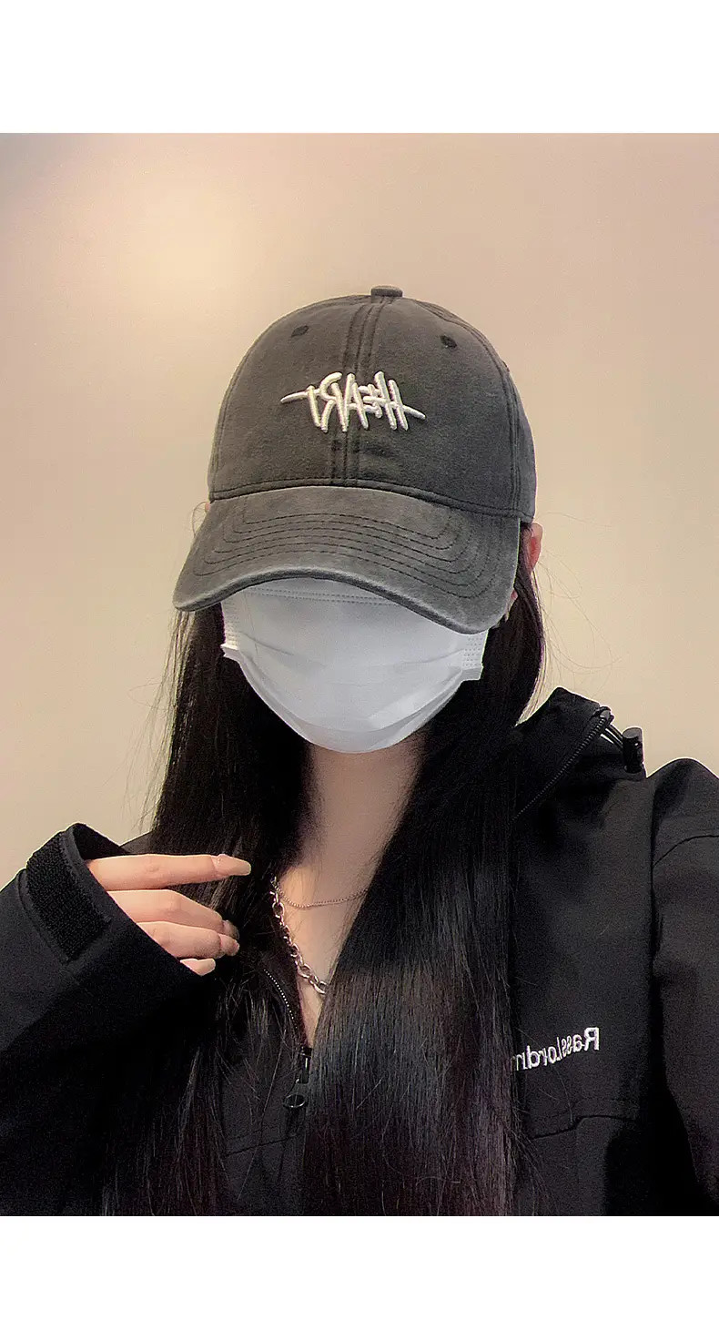 Women's Korean Style Black Peak Cap with Face Mask — feature 18