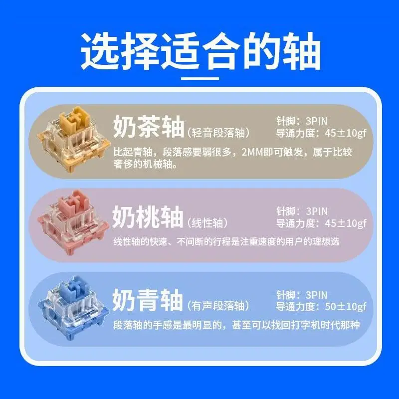 Gaote Milk Green Axis Customized Mechanical Keyboard Axis Milk Peach Axis Milk Tea Axis Hot-Swappable Paragraph Axis Key Switch - Image 5