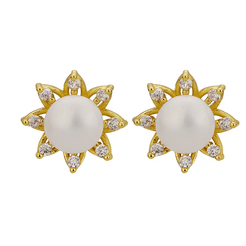 2023 Korean Sweet Personality Sunflower Pearl Earrings - Image 5