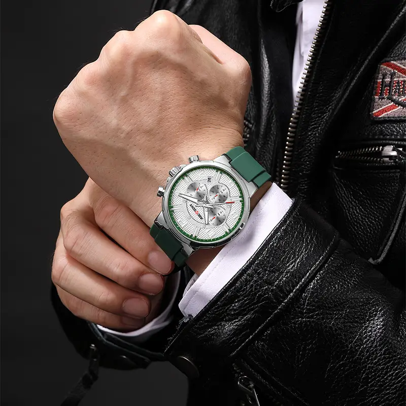 AOCASDIY Men's Chronograph Quartz Watch Black Silicone Strap — feature 21