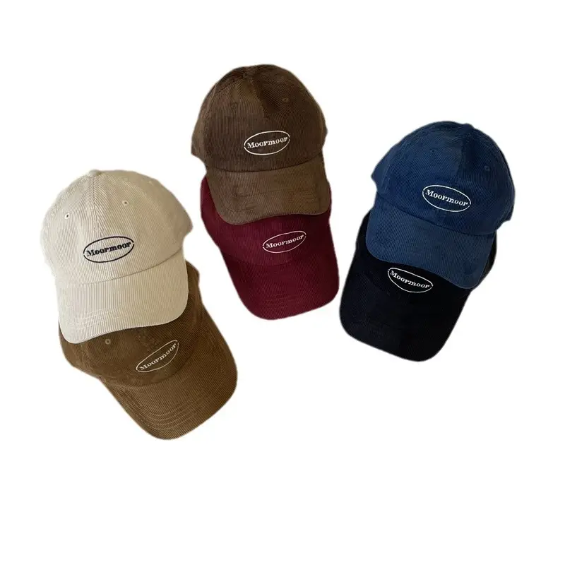 Korean Style Retro Corduroy Cap for Women Brown Red