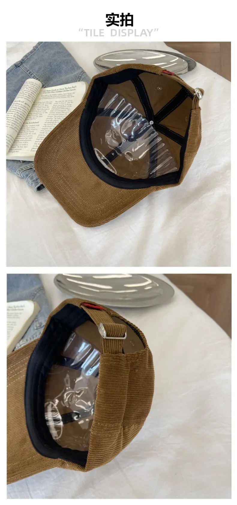 Korean Style Retro Corduroy Cap for Women Brown Red — feature 5