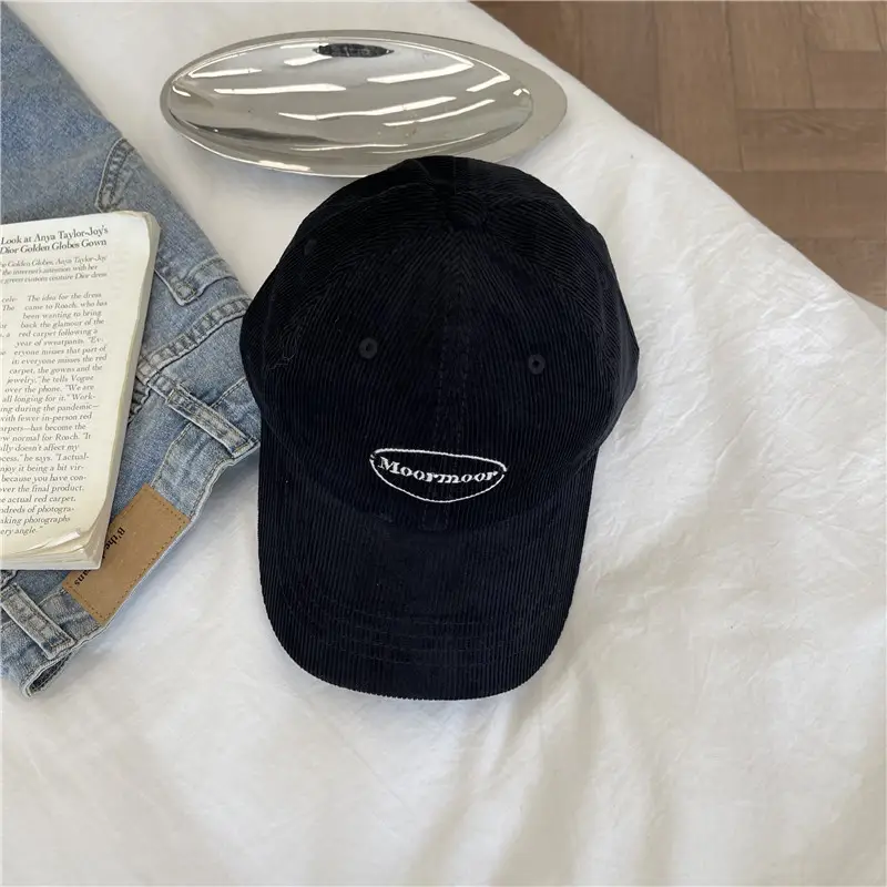 Korean Style Retro Corduroy Cap for Women Brown Red