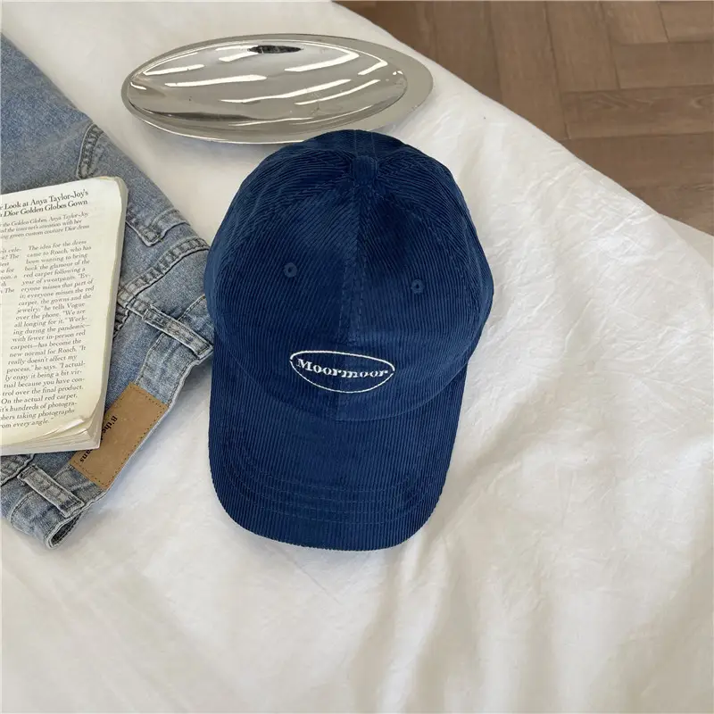 Korean Style Retro Corduroy Cap for Women Brown Red