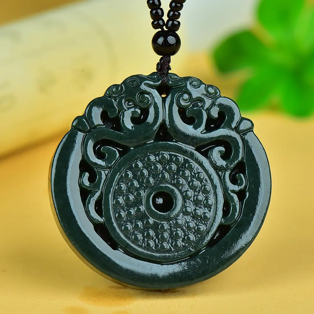Hetian Jade Antique Dragon Necklace Pendant - Image 3