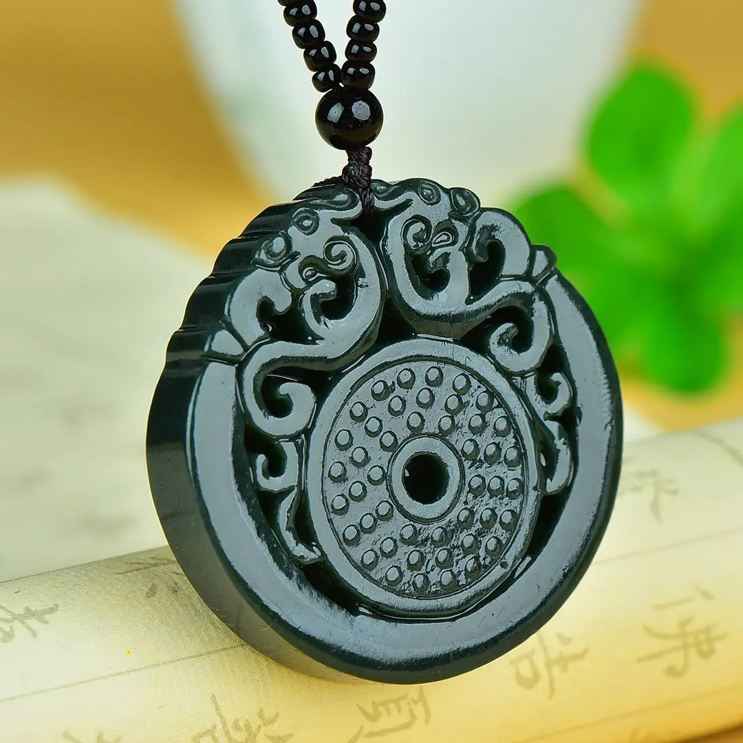 Hetian Jade Antique Dragon Necklace Pendant — feature 6