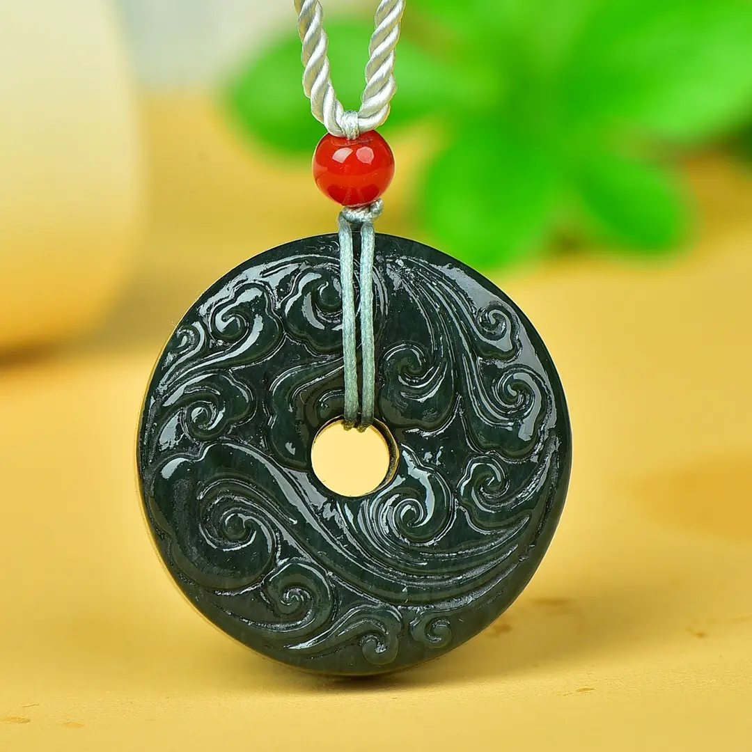 Hetian Jade Ping An Buckle Black Ornate Design - Image 3
