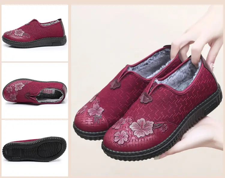 Old Beijing cloth shoes new winter cotton shoes women's fleece-lined shoes lightweight soft bottom warm elderly mother shoes embroidered cotton shoes — feature 18