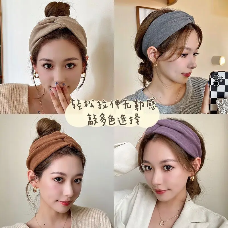 Women's Beige Wool Headband with Wide Edge Design - Image 10