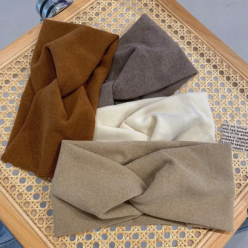 Women's Beige Wool Headband with Wide Edge Design — feature 5