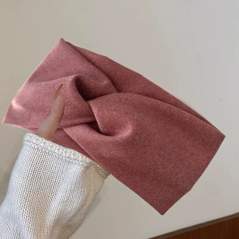 Women's Beige Wool Headband with Wide Edge Design - Image 8