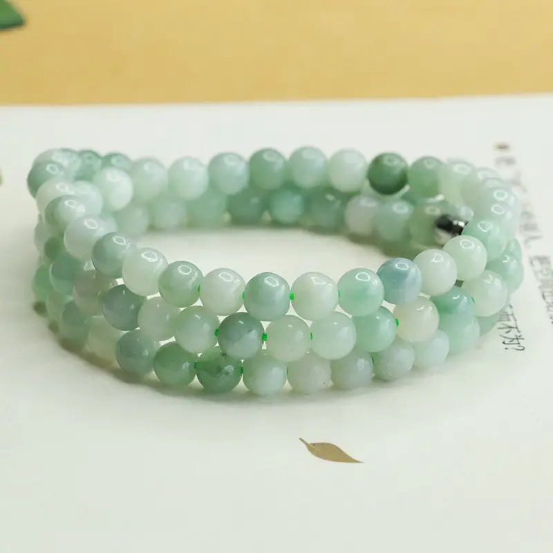 Aiyu Natural Jade Necklace Bead Chain Green - Image 3