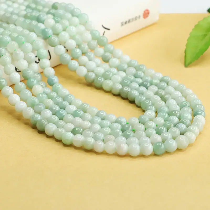 Aiyu Natural Jade Necklace Bead Chain Green - Image 4
