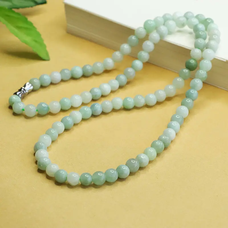 Aiyu Natural Jade Necklace Bead Chain Green — feature 11