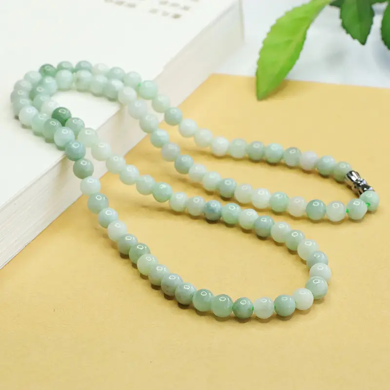 Aiyu Natural Jade Necklace Bead Chain Green — feature 12
