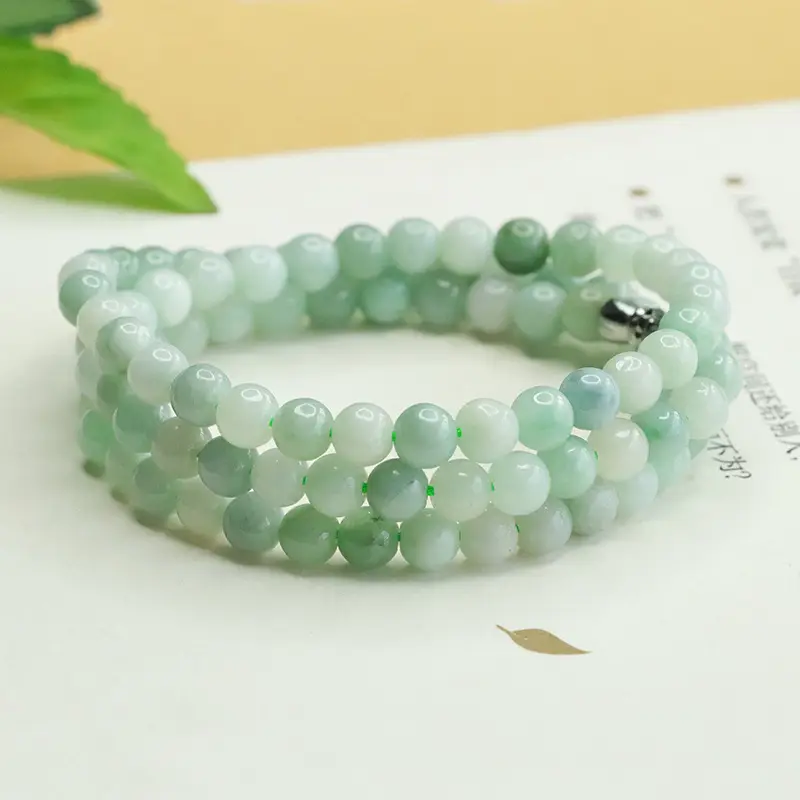 Aiyu Natural Jade Necklace Bead Chain Green — feature 3