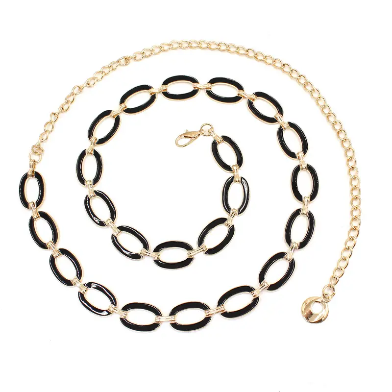 Women's White Dress with Oval Ring Waist Belt - Image 6