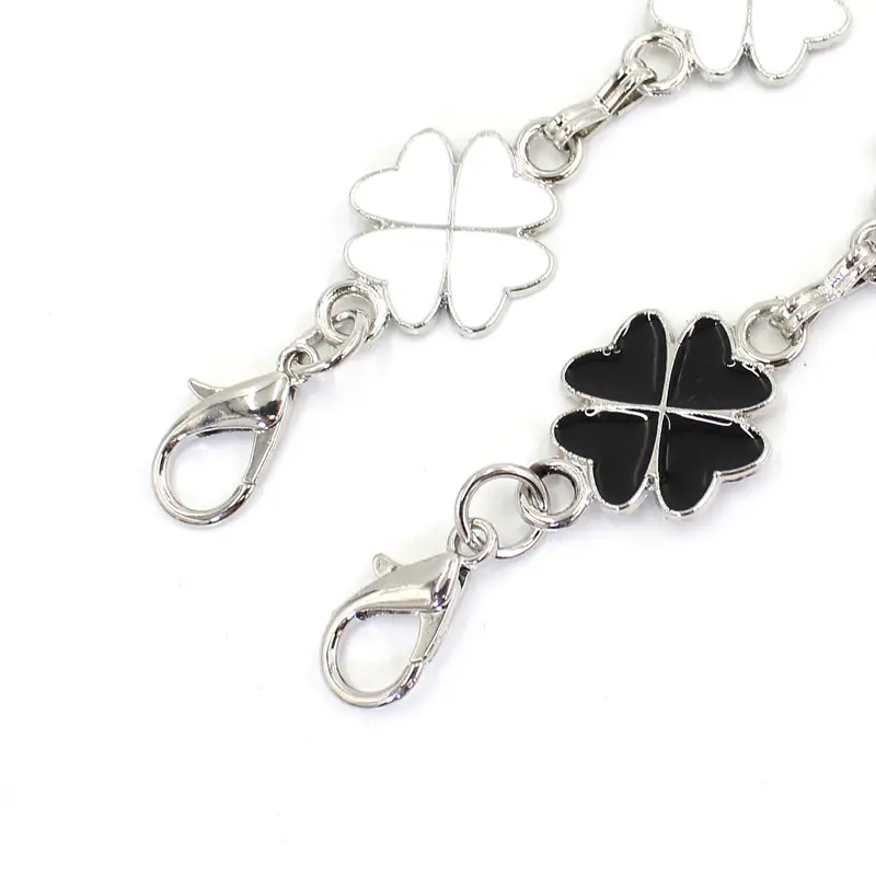 Women's White Clover Hook Waist Belt with Chain Decoration