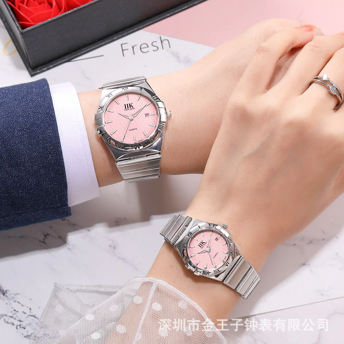 IIK Light Blue Quartz Steel Strap Watch for Men Women - Image 10