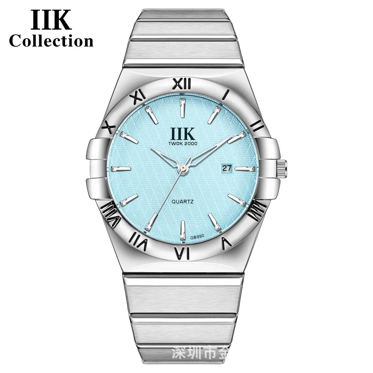 IIK Light Blue Quartz Steel Strap Watch for Men Women - Image 5