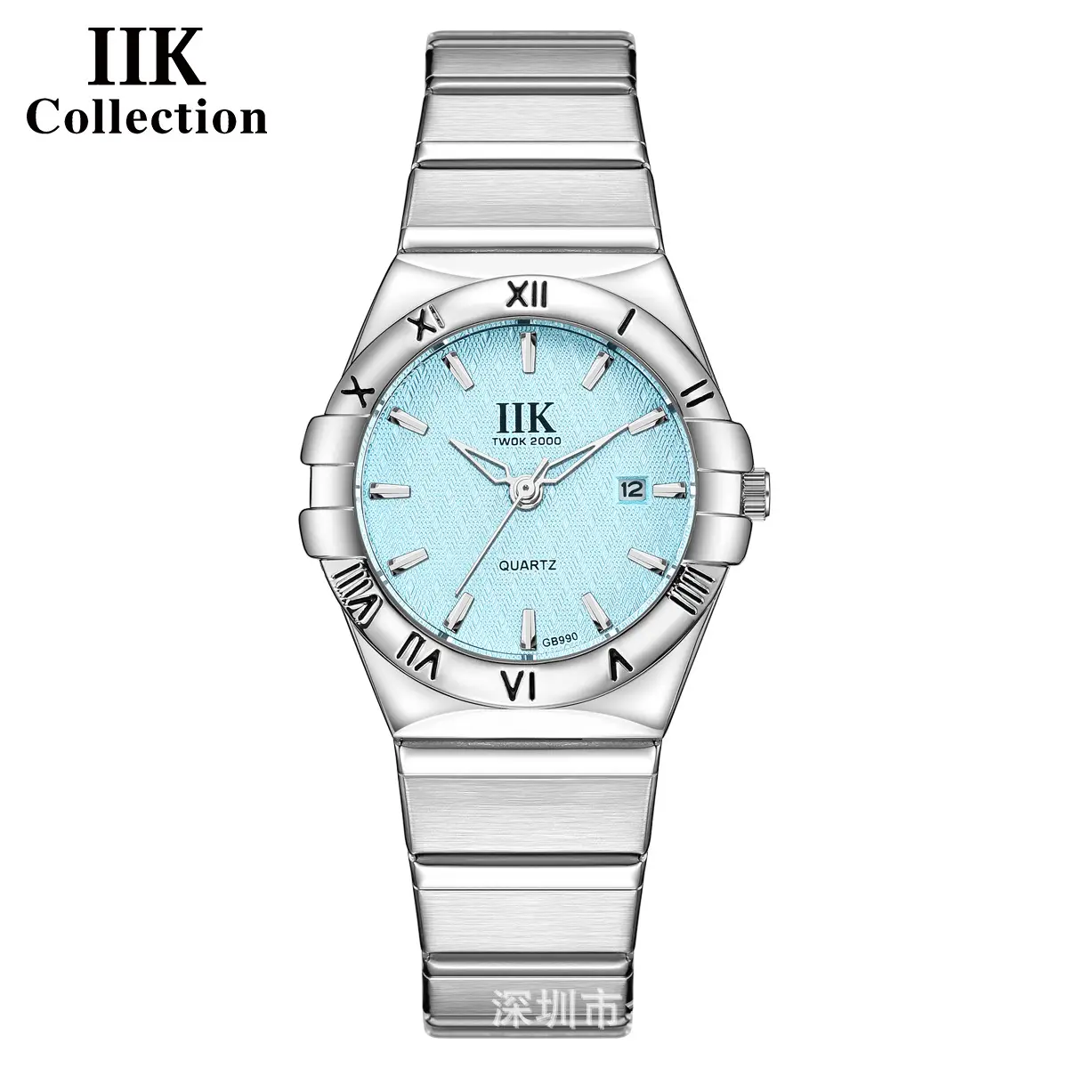 IIK Light Blue Quartz Steel Strap Watch for Men Women - Image 6