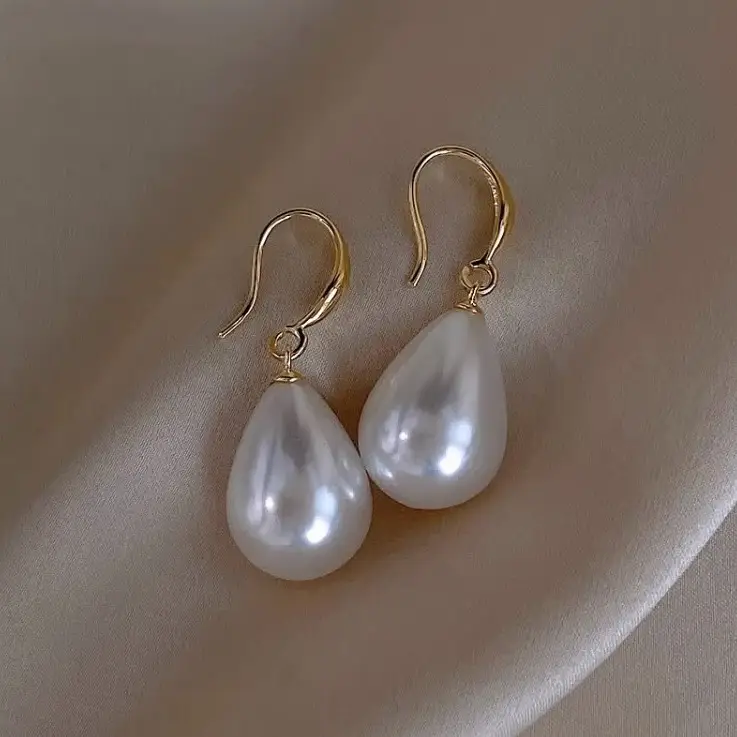 S925 Silver Pearl Water Drop Ear Hook Earrings - Image 4
