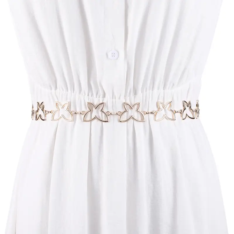 Women's White Hollow Butterfly Waist Belt - Image 3