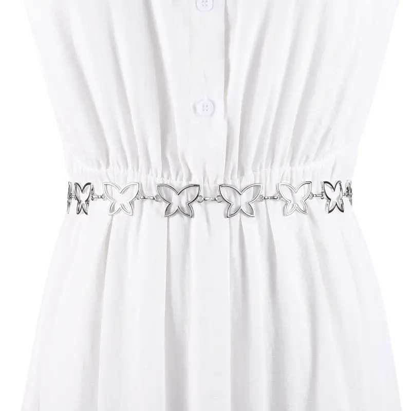 Women's White Hollow Butterfly Waist Belt - Image 4