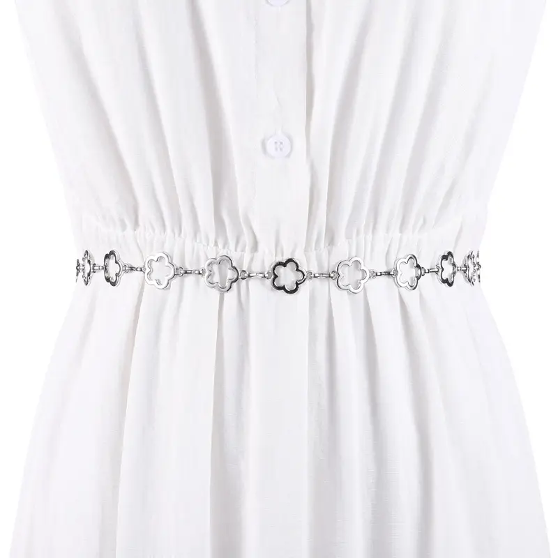 Gold Hollow Flower Waist Chain for Women