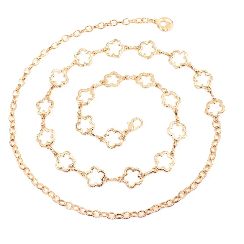 Gold Hollow Flower Waist Chain for Women