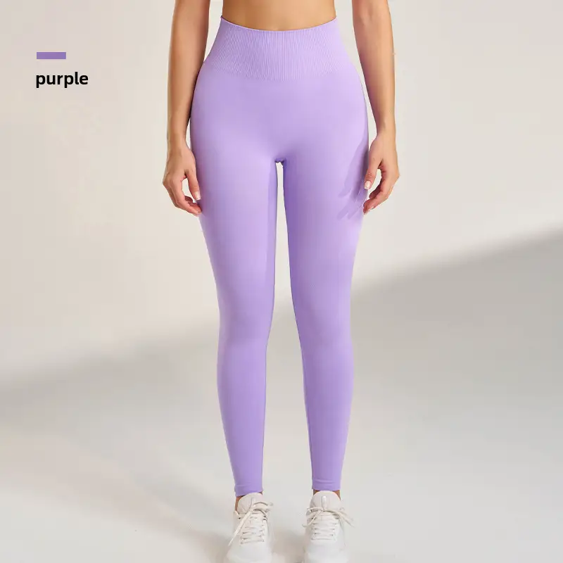 Peach Tight-Fitting Yoga Pants with High Waist Design - Image 11