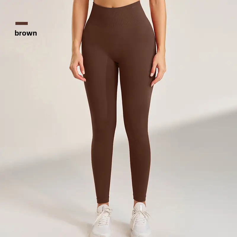 Peach Tight-Fitting Yoga Pants with High Waist Design - Image 15