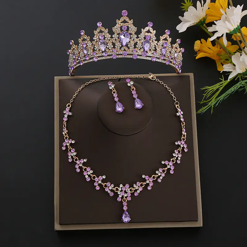 Luxury Rhinestone Bridal Crown & Necklace Set