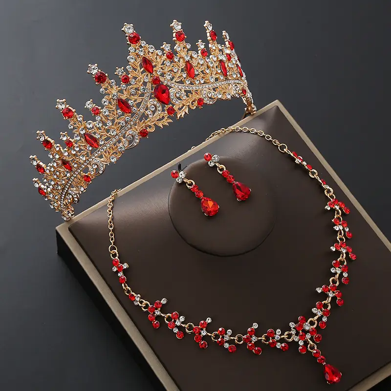 Luxury Rhinestone Bridal Crown & Necklace Set