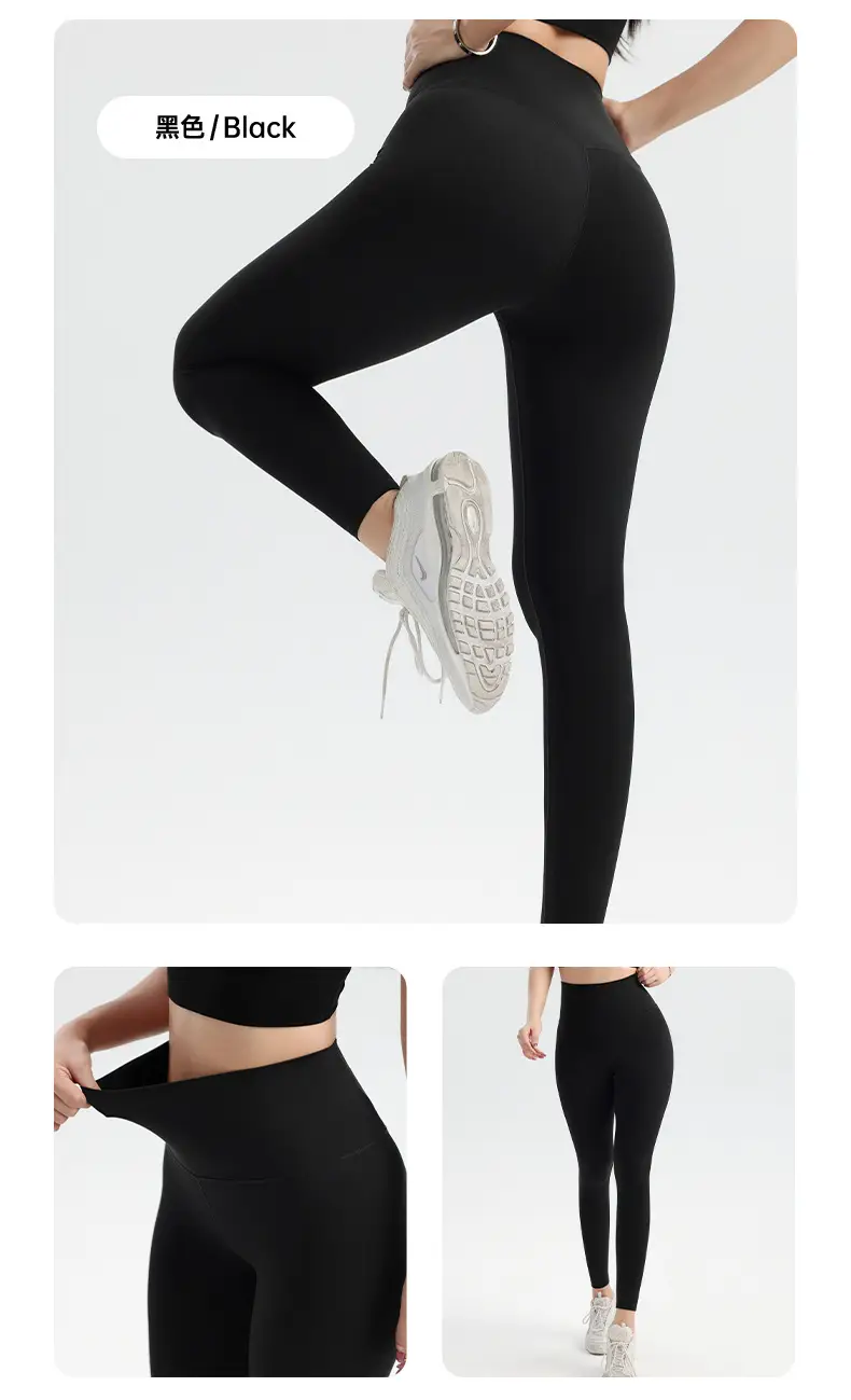 Black High Waist Yoga Pants for Women European American Fit — feature 19