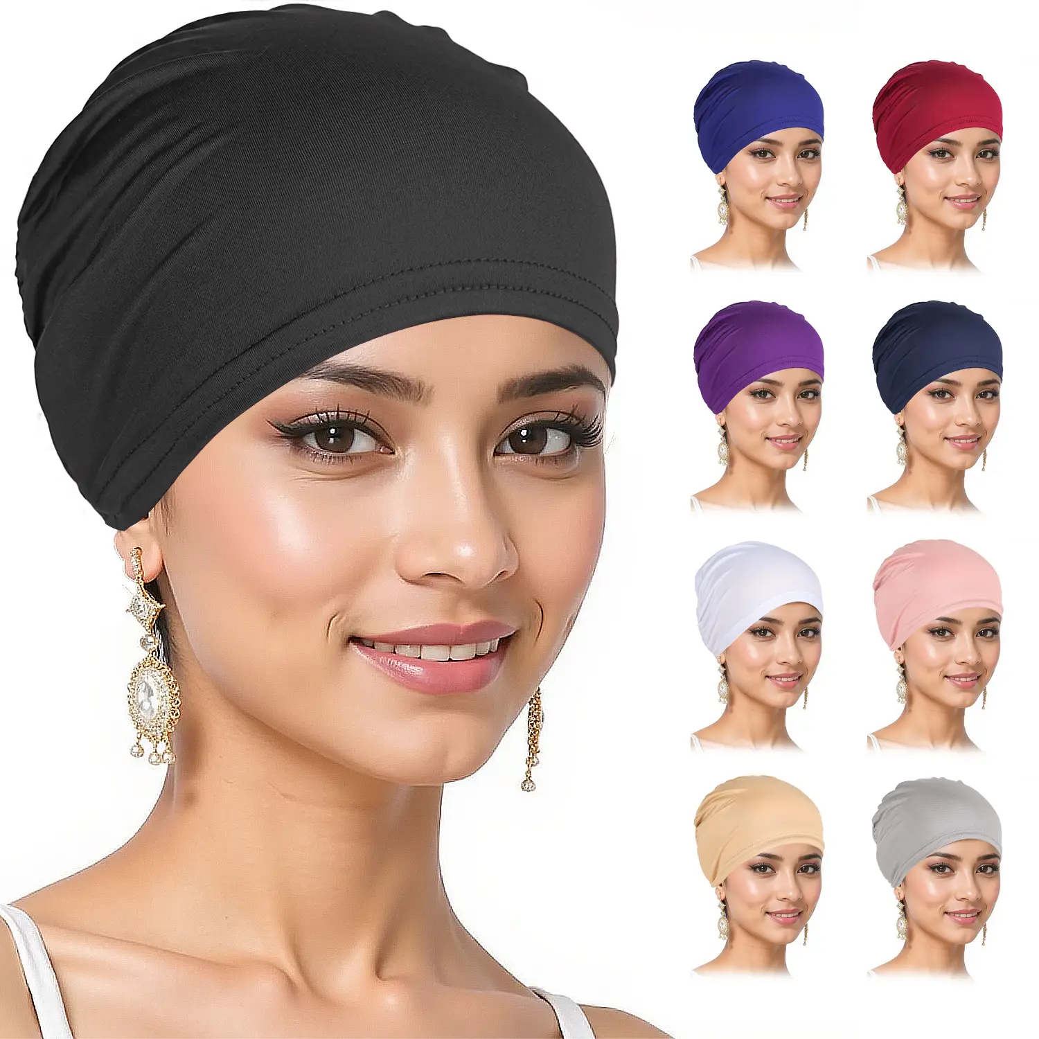 Blue Muslim Women's Base Headscarf Hat — feature 4