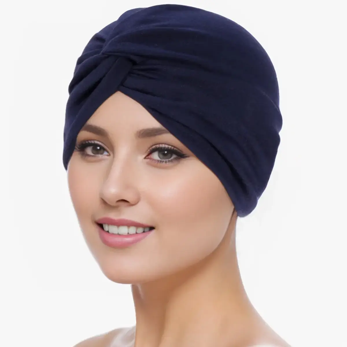 New Blue Elastic Cross Twist Headscarf for Women - Image 6