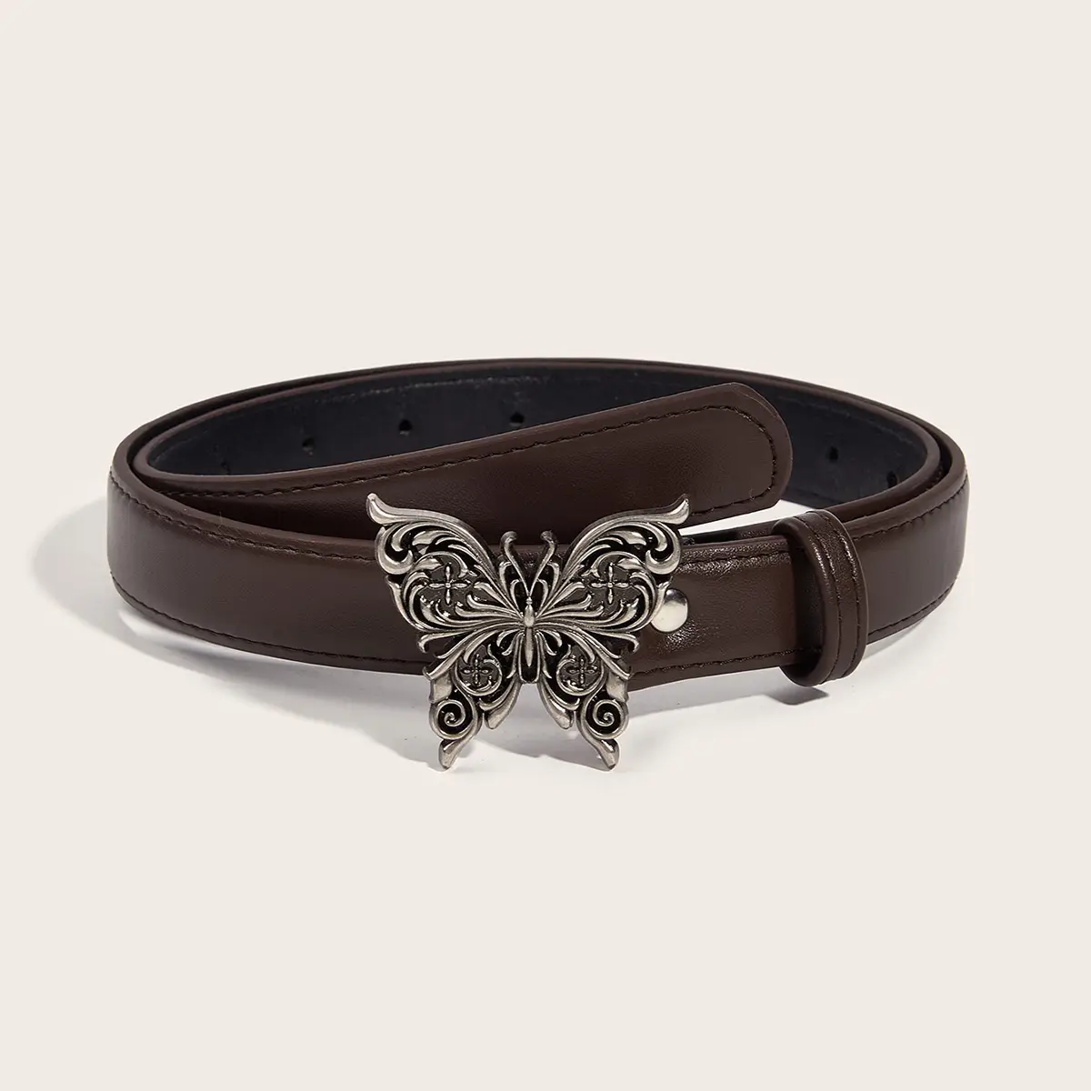 Women's Metal Butterfly Belt Brown Retro Style
