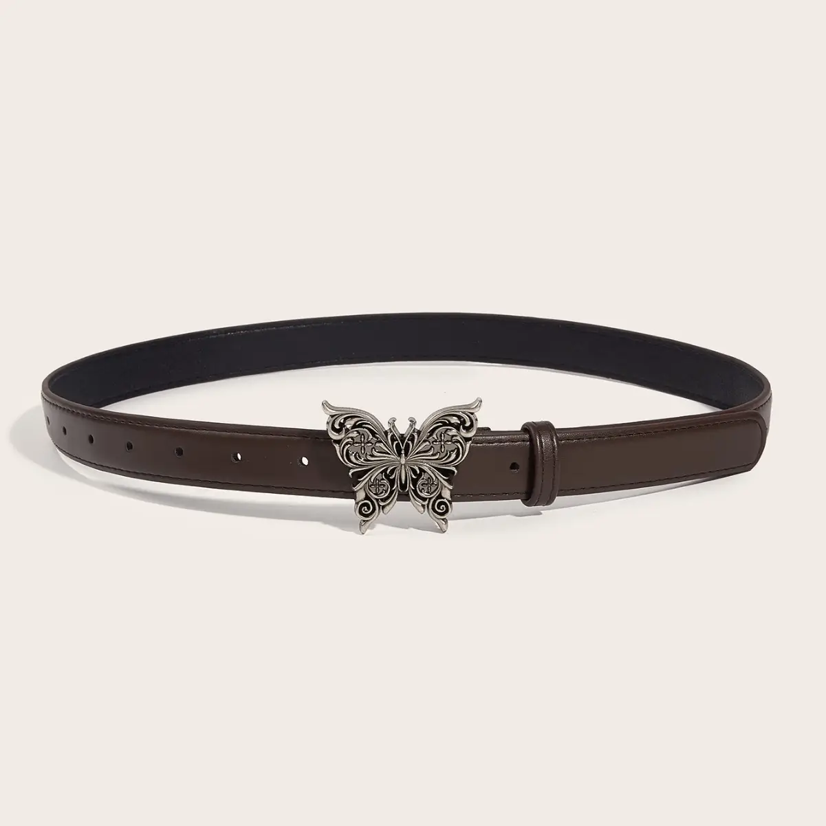 Women's Metal Butterfly Belt Brown Retro Style
