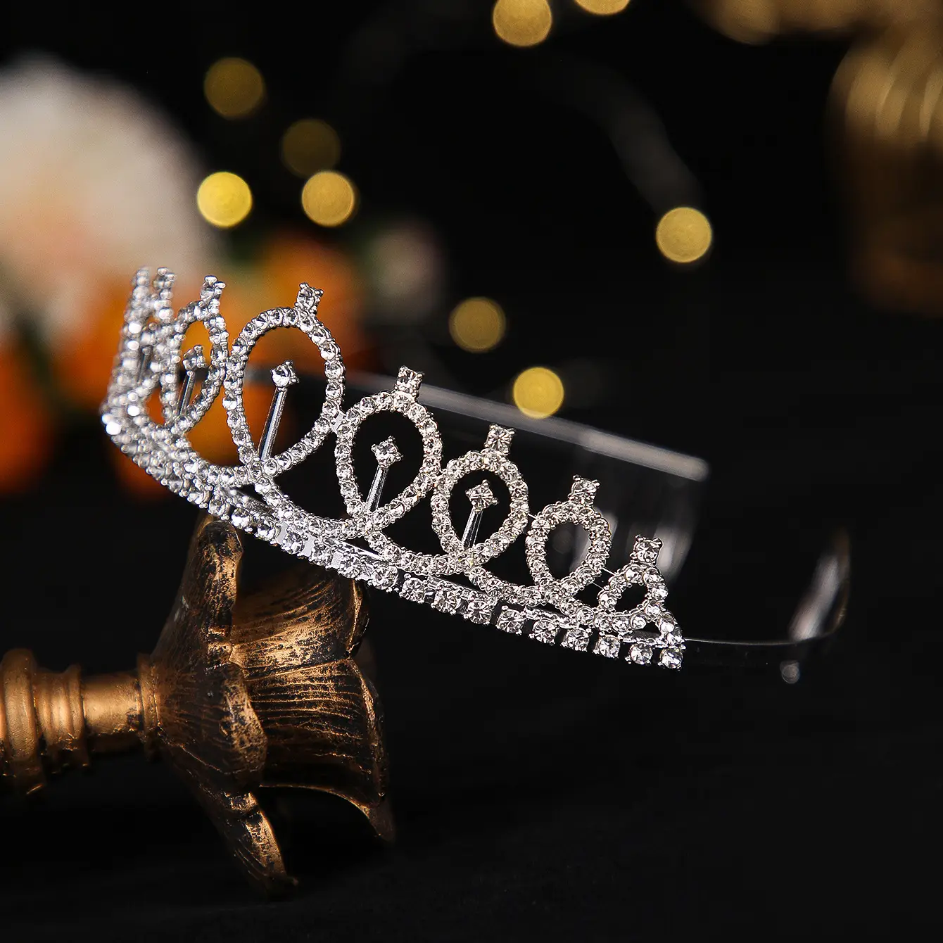 Rose Gold Crystal Crown Headband for Girls Birthday Party - Image 12