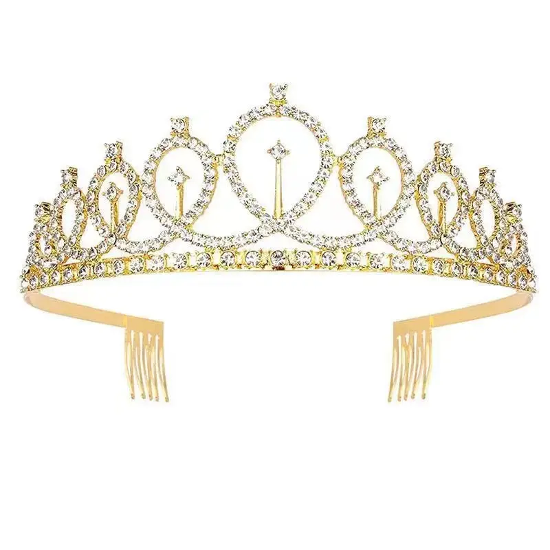 Rose Gold Crystal Crown Headband for Girls Birthday Party - Image 6