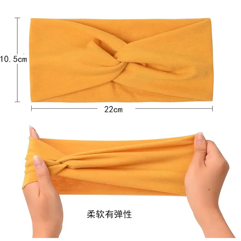 Women's Black Elastic Yoga Headscarf Wide Fit Multi-Color