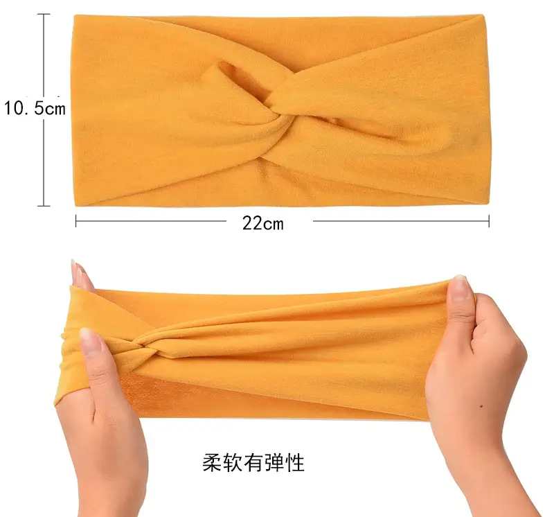 Women's Black Elastic Yoga Headscarf Wide Fit Multi-Color — feature 3