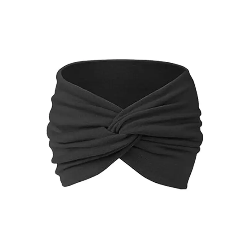 Women's Black Elastic Yoga Headscarf Wide Fit Multi-Color