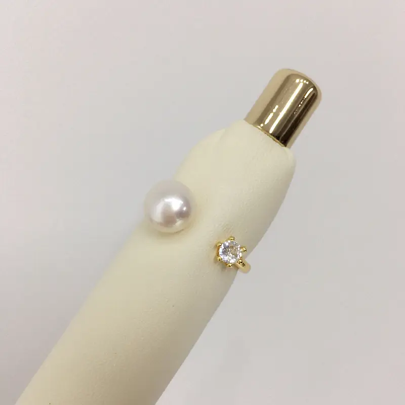 18K Gold Plated Pearl Ring with Zircon Accent - Image 4