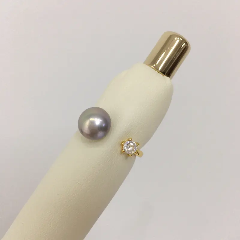 18K Gold Plated Pearl Ring with Zircon Accent - Image 5